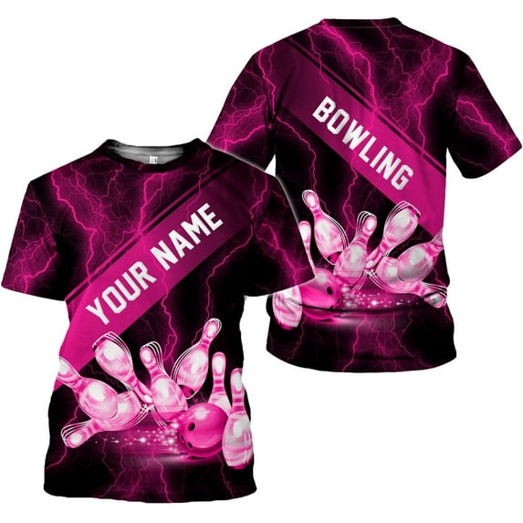 Personalized Name Bowling Shirts for Men & Women, Bowling Shirts for Team Bowling, Bowling Shirts Gift Unisex (Pink, XL)