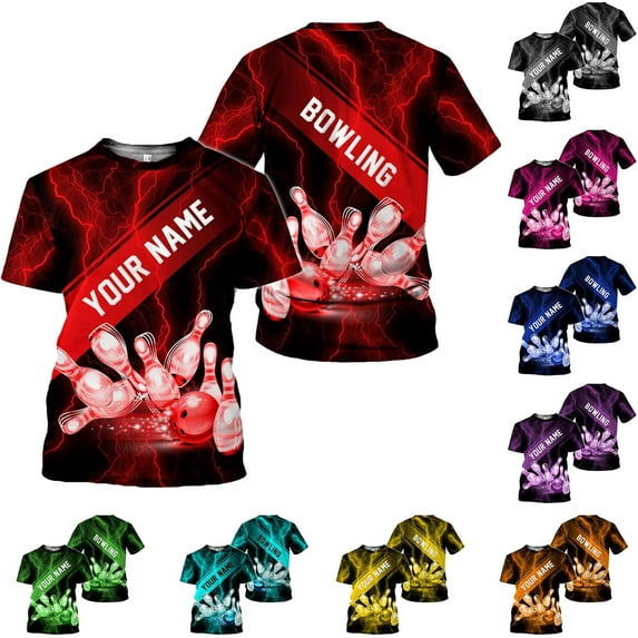 Personalized Name Bowling Shirts for Men & Women, Bowling Shirts for Team Bowling, Bowling Shirts Gift Unisex (Red, 3XL)