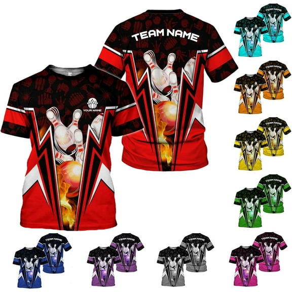 Personalized Name Bowling Shirts for Men & Women, Bowling Shirts for Team Bowling, Bowling Shirts Gift Unisex (Red, S)