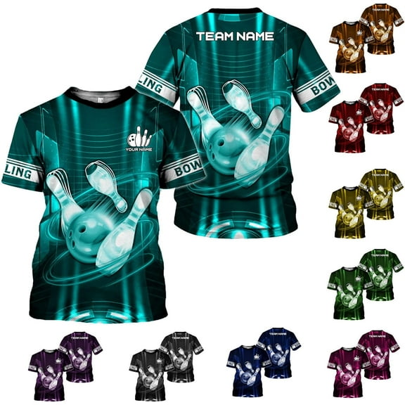 Personalized Name Bowling Shirts for Men & Women, Bowling Shirts for Team Bowling, Bowling Shirts Gift Unisex (Teal, S)
