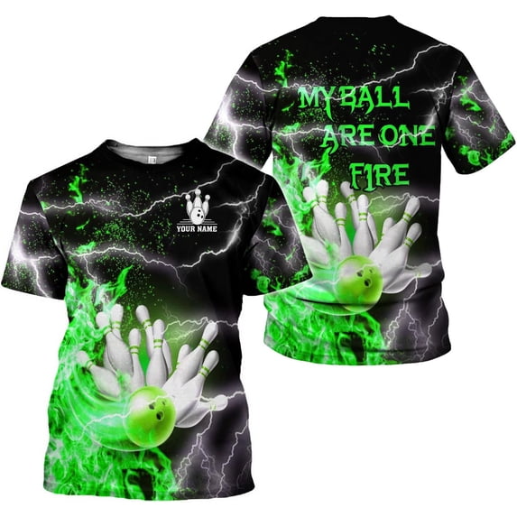 Personalized Name Bowling Shirts for Men and Women 3D, Bowling Shirts for Team Bowling, Bowling Shirts Gift (Green, S)