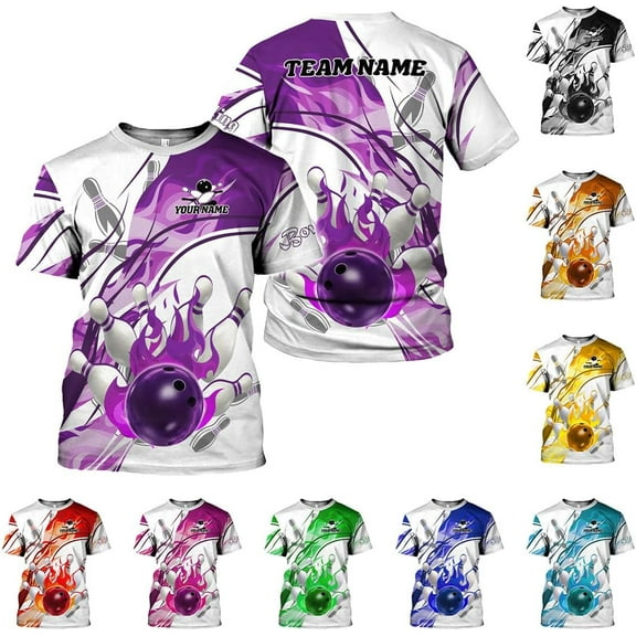 Custom 3D Bowling Shirts Personalized for Men and Women - Unique Team Shirt & Gifts for Bowling Lovers (Purple, S)