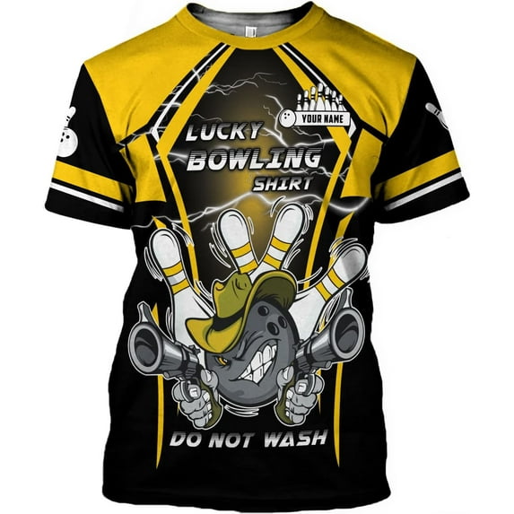 Personalized Name Bowling Shirts for Men and Women 3D, Bowling Shirts for Team Bowling, Bowling Shirts Gift (Yellow, S)