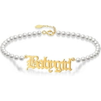 Personalized Name Bracelets Custom Infinity Pearl Name Bracelet for Women Free Engraved Mothers Bracelet with Birthstones