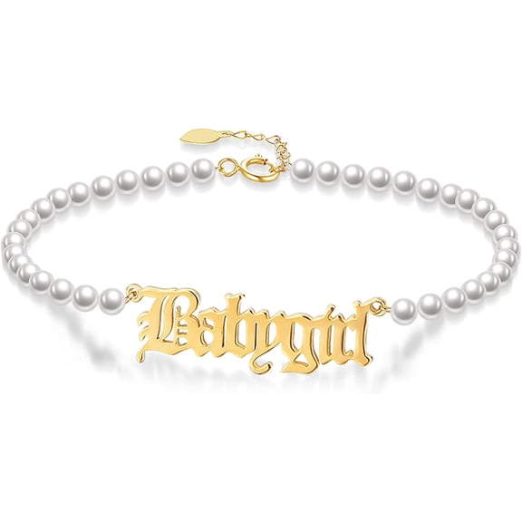 Personalized Name Bracelets Custom Infinity Pearl Name Bracelet for Women Free Engraved Mothers Bracelet with Birthstones