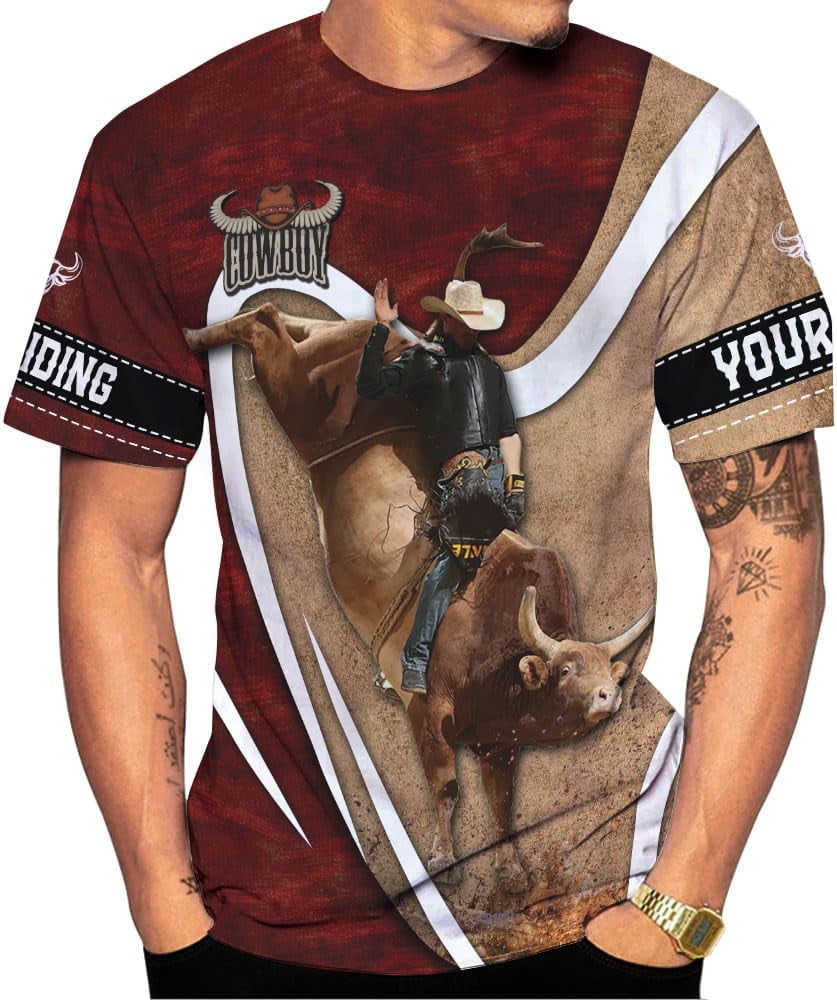 Bull Rider Cloth Personalized Name Bull Riding Shirt 3D, Rodeo Shirts Bull Biding Shirts ...
