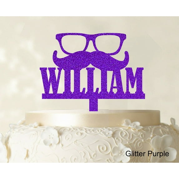"Personalized Name Cake Topper Personalized Glitter Purple Cake Topper Color Option Available 5""-7"" Inches Wide"