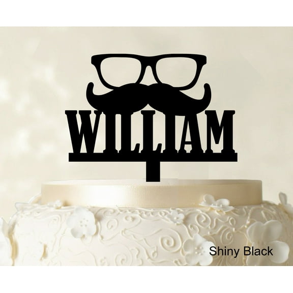 "Personalized Name Cake Topper Personalized Shiny Black Cake Topper Color Option Available 5""-7"" Inches Wide"