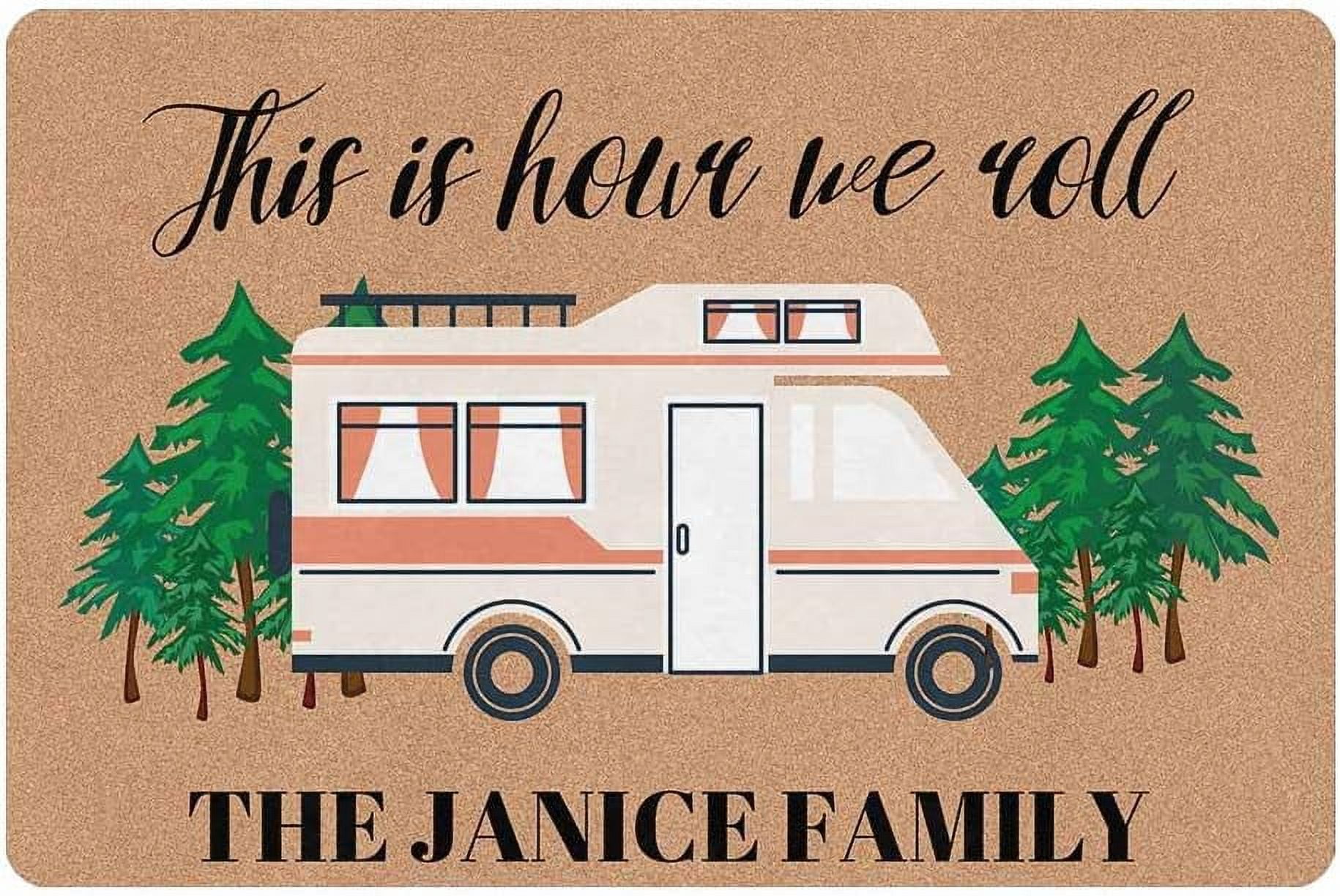 Personalized Name Camping Doormats with HeavyDuty RV Rugs for Insdie