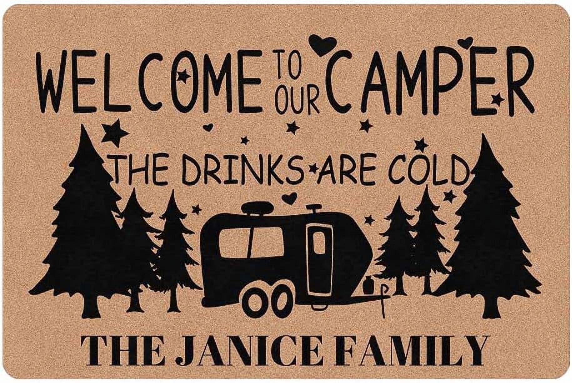Personalized Name Camping Doormats with HeavyDuty RV Rugs for Insdie