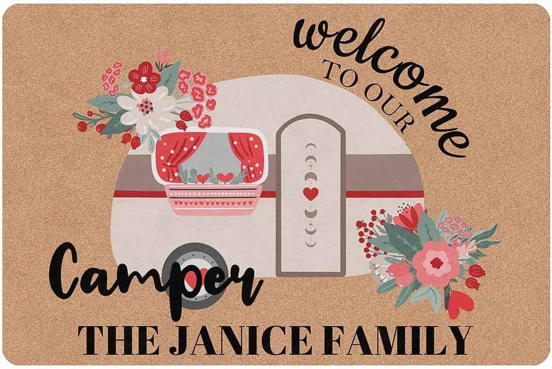 Personalized Name Camping Doormats with HeavyDuty RV Rugs for Insdie