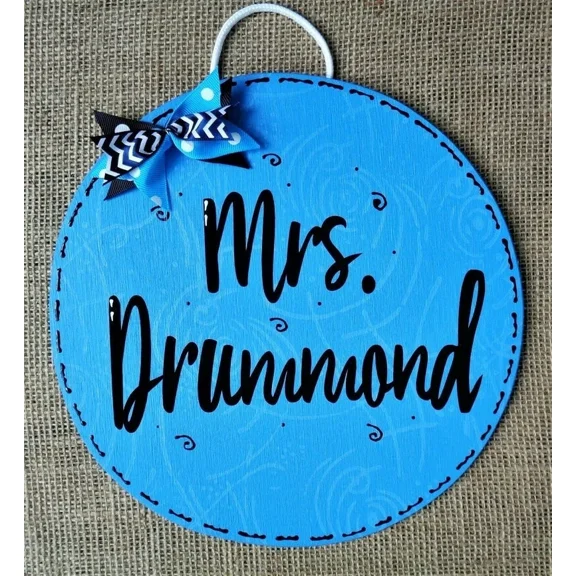 Personalized Name Circle Teacher Sign Wall Door Plaque School Class Classroom