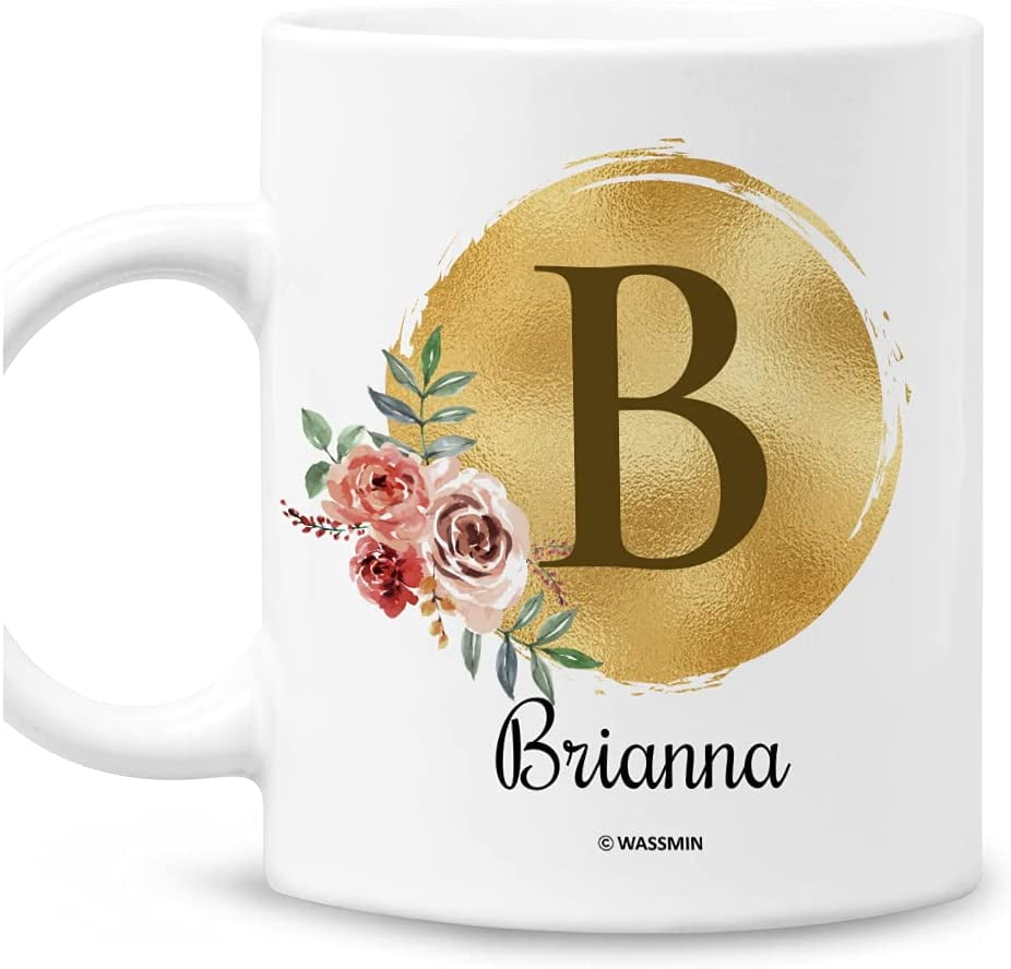  Initial Mug - Letter D Monogram - Cute Novelty Monogrammed  Coffee Cup - Perfect Personalized Bridal Shower Or Wedding Gift For Women  And Men - Unique Name Gift Idea For Tea