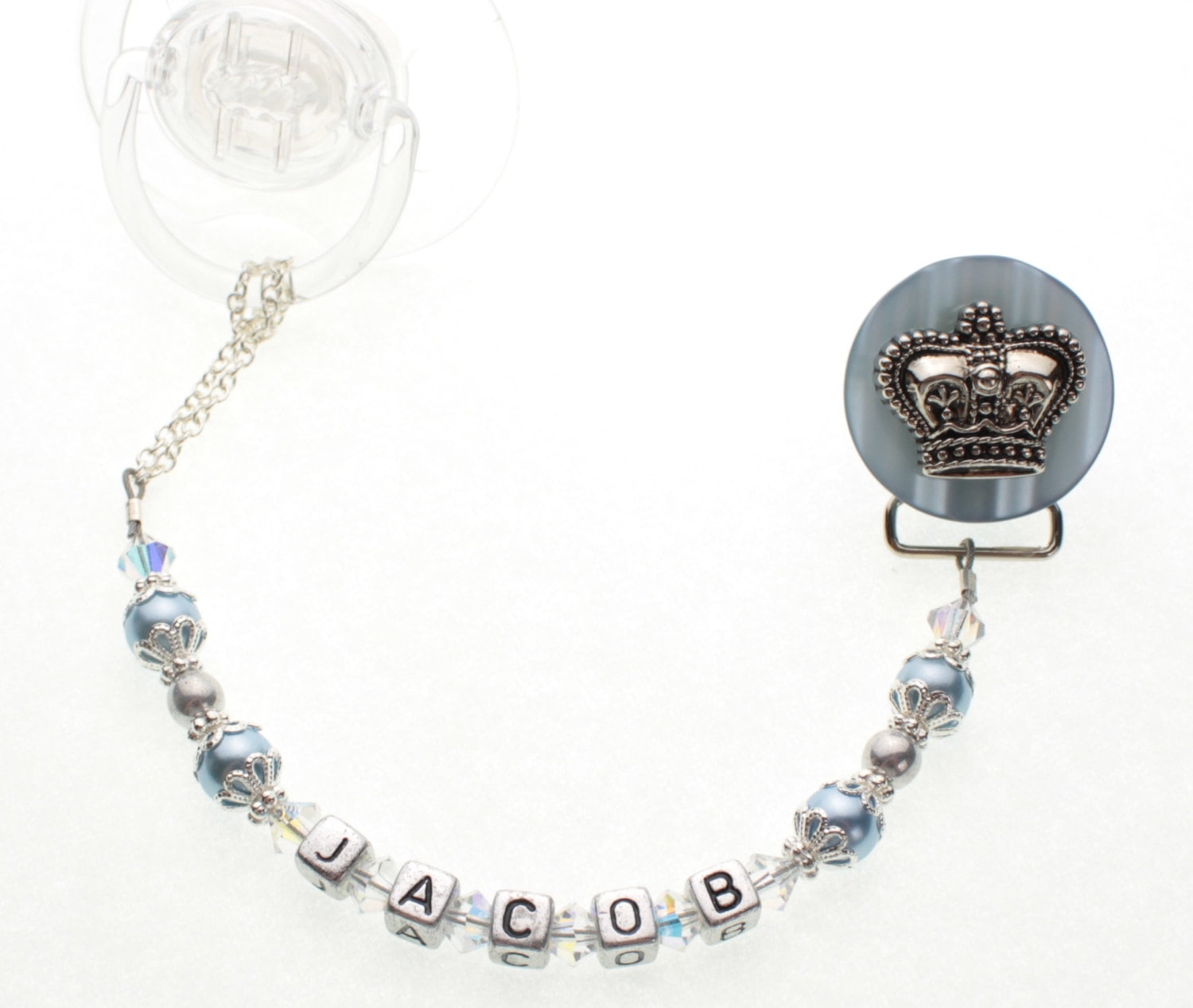 Personalized Name Crown Pacifier Clip