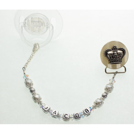 Personalized Name Crown Pacifier Clip