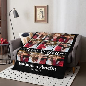 Personalized Name Custom Blanket, Flannel Throw Blanket, Custom Blanket gift, Specify Text customization for family, Valentine's Day