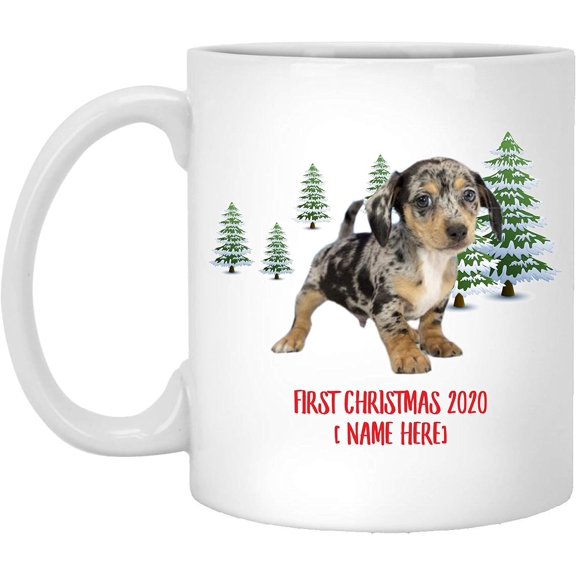 Personalized Name Custom Year Chiweenie Blue Merle Dog First Christmas 2025 Gifts New Years 2026 Decorations Winter Coffee Mug Ceramic White 11 oz
