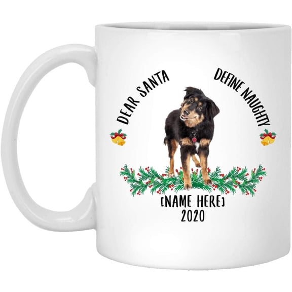 Personalized Name Custom Year English Shepherd Black Tan Dear Santa Define Naughty 2025 Christmas Gifts New Years 2026 Coffee Mug White 11oz