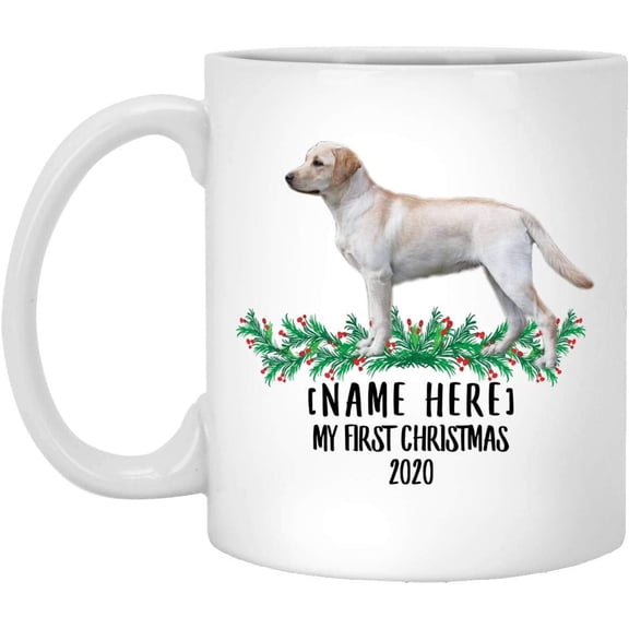 Personalized Name Custom Year Goldador White Gold First Christmas 2025 Gifts New Years 2026 Decorations Coffee Mug White Ceramic 11 oz