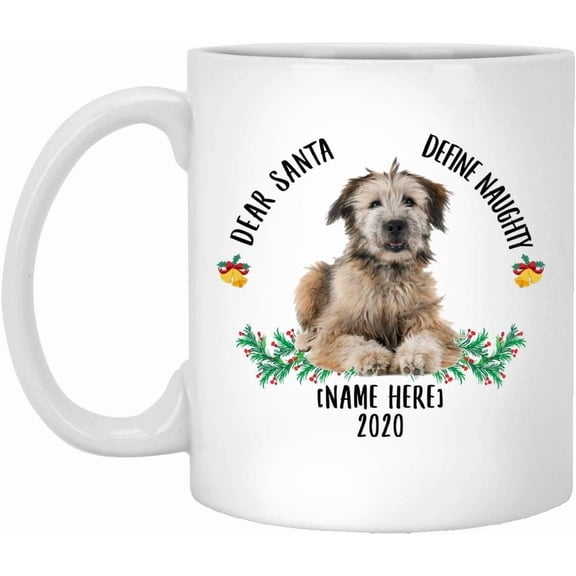 Personalized Name Custom Year Pyrenean Shepherd Grey Gold Dear Santa Define Naughty 2025 Christmas Gifts New Years 2026 Coffee Mug White 11oz