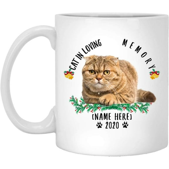 Personalized Name Custom Year Scottish Fold Cat Amber In Loving Memory 2025 Christmas Gifts New Years 2026 Decorations Coffee Mug Ceramic White 11 oz
