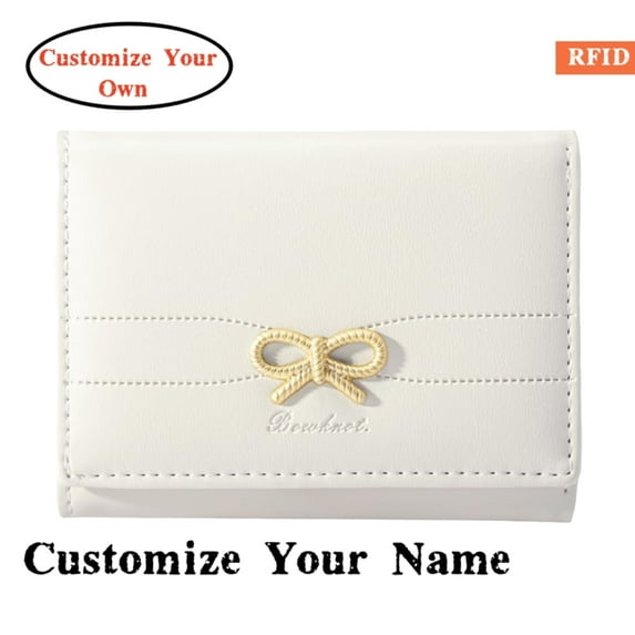Personalized Name Customized Initials Wallet Fashion Wallets Girls Cute Coquette Bow Small Wallet Aesthetic Card Holder ID Window Purse for Women,Yellow