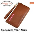 thumbnail image 1 of Personalized Name Customized Initials Wallet Women's RFID Blocking 100% Leather Large Capacity Zip Around Wallet Phone Holder Clutch Travel Purse Wristlet,Brown, 1 of 9