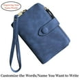 thumbnail image 1 of Personalized Name Customized Initials Wallet Womens Small Bifold Leather Wallets RFID Ladies Wristlet with Card Slots id Window Zipper Coin Purse,Blue, 1 of 6