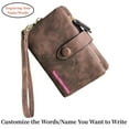 thumbnail image 1 of Personalized Name Customized Initials Wallet Womens Small Bifold Leather Wallets RFID Ladies Wristlet with Card Slots id Window Zipper Coin Purse,Brown, 1 of 6