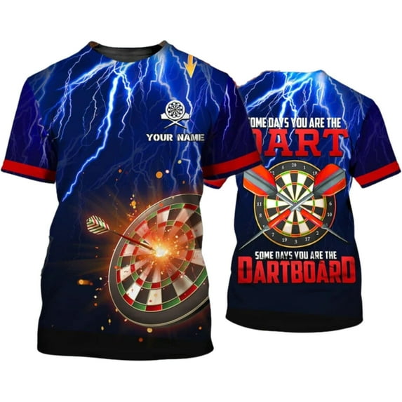 Personalized Name Dart Shirts 3D, Custom Mens Dart Shirts, Dart Shirts for Teams, Funny Dart T-Shirts for Men and Women (L)