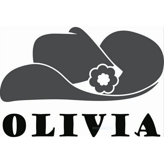 Personalized Name Decal Sticker Custom Initial Wall Personalization Decor Girls Little Cow Girl Western Hat 15 Inches X 20 Inches