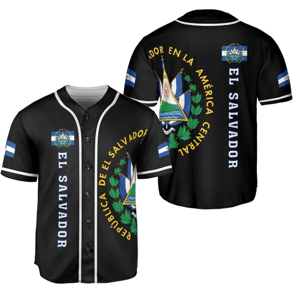 Personalized Name El Salvador Baseball Jersey Shirt El Salvador Flag Shirt Men Salvadorans Pride Jersey El Salvadoreña Tshirt (3XL)