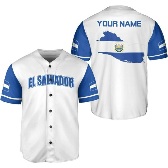 Personalized Name El Salvador Baseball Jersey Shirt El Salvador Flag Shirt Salvadorans Pride El Salvadoreña (M)