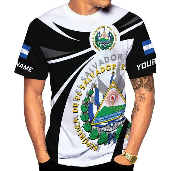 Personalized Name El Salvador Shirt 3D, El Salvador Flag Shirt for Men Women, Unisex T-Shirts S-5XL (S)