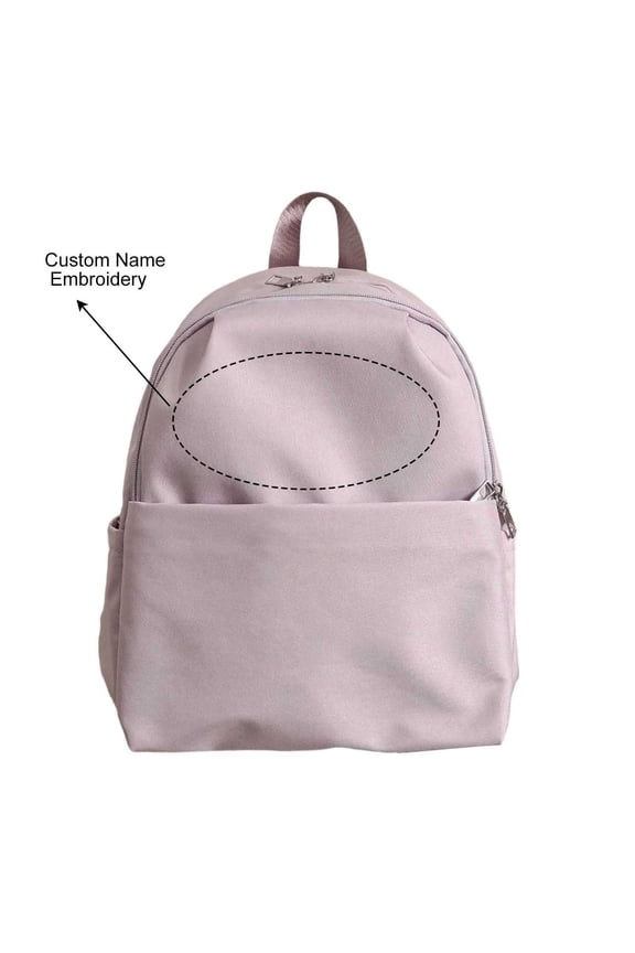 Personalized Name Embroidered Solid Color Backpack Lightweight Multi Compartment Waterproof Teen Back To School Bookbag