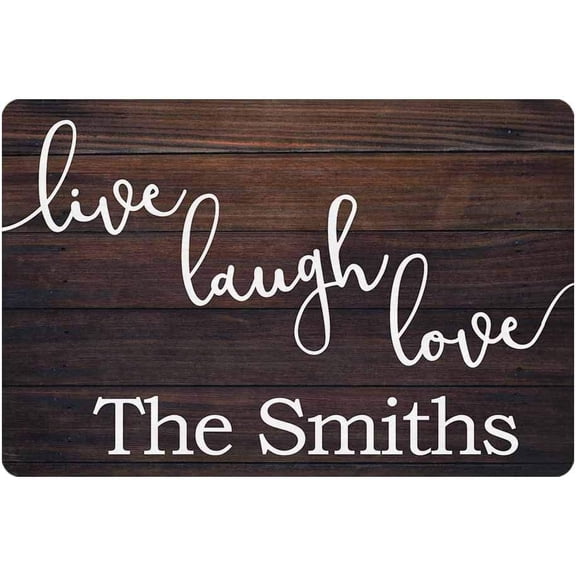 Personalized Name Family Doormat 24" X 16" Indoor Outdoor with Live Laugh Love Entrance Door Mat Rug Home Decor