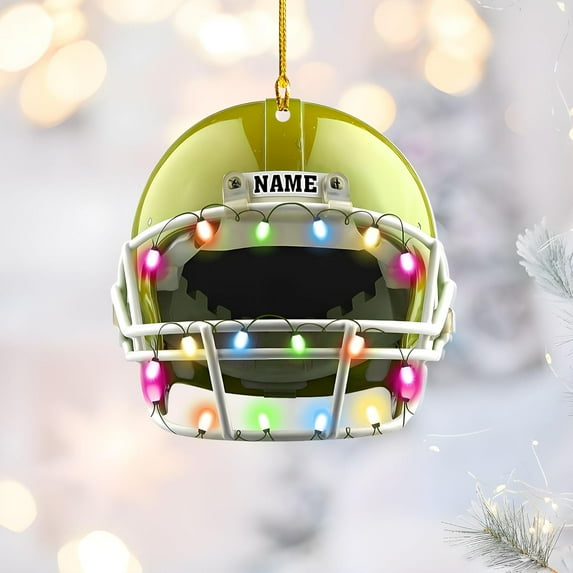 Personalized Name Football Ornaments 2025, Customized Football Christmas Ornaments Wood Ornament Christmas Tree Hanging Ornament Pine Tree Decorations for Kid Couple Friends Family (Football 1) - 3490