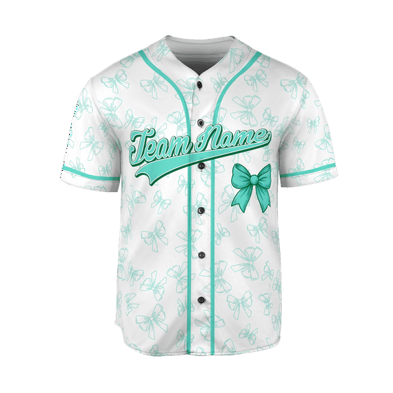 Personalized Name Girly Bow Jerseys, 3D Shirts for Women, Custom Name Gifts shirt for her (Teal, L)