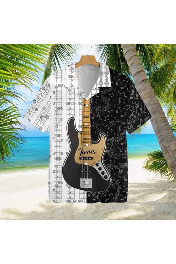 Personalized Name Guitar Custom Hawaiian Shirt