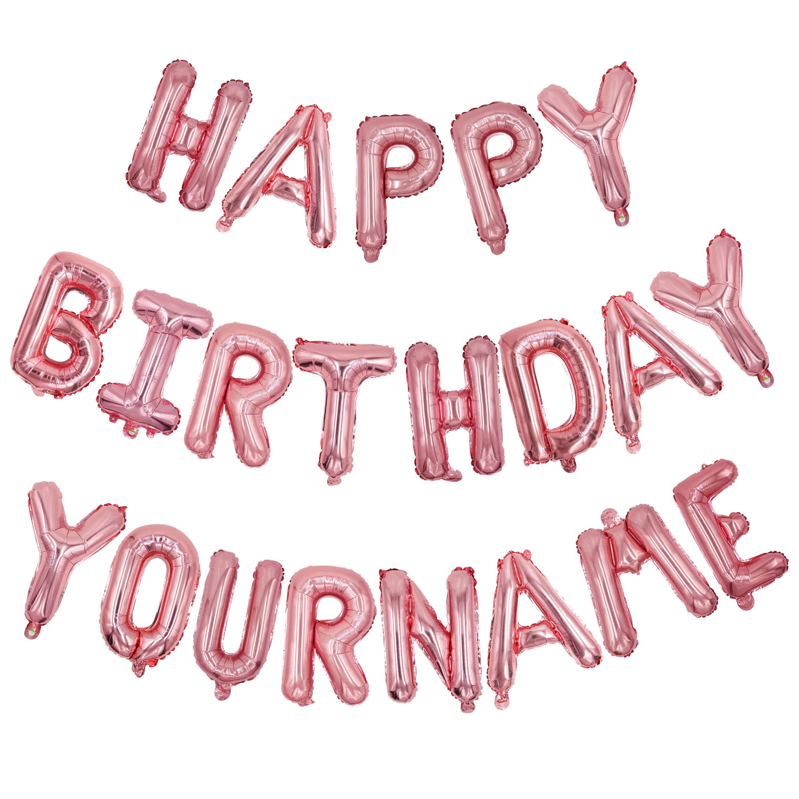 Personalized Happy Birthday Banner With Balloon Letters - 2 Sets A-Z Mylar Foil, 16" Letters, Hot Pink