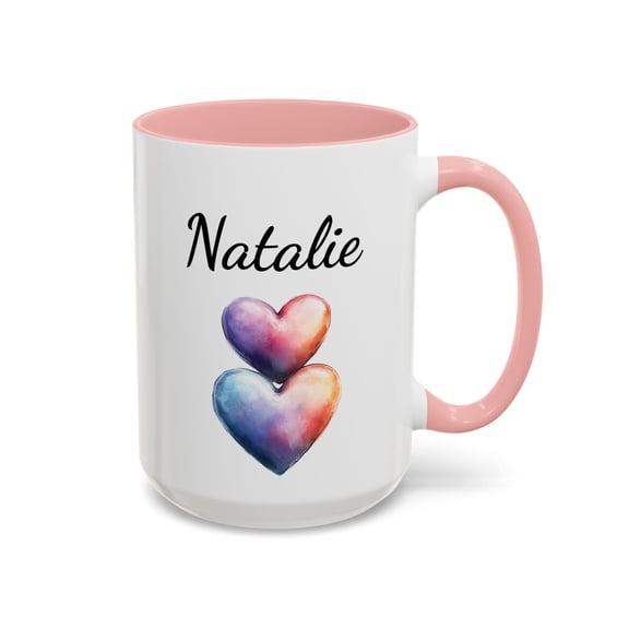 Personalized Name Hearts Mug Customized Gift for Coffee Lovers Birthday Mothers Day Heart Design Unique Gift For Her Friend Mom Cute Pretty