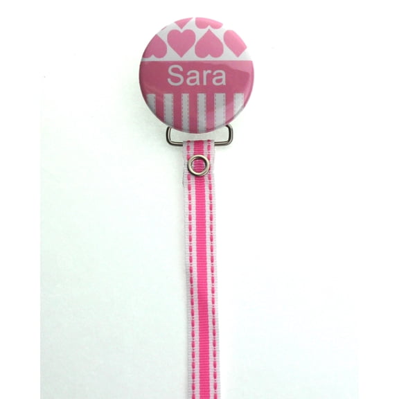 Personalized Name Hearts Pacifier Clip
