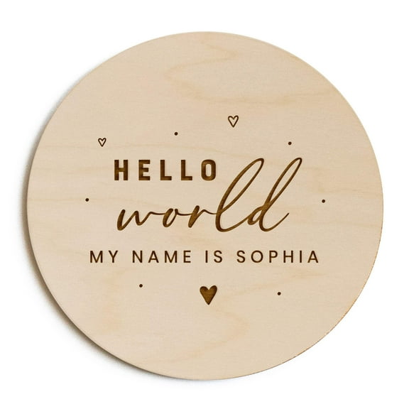 Personalized Name Hello World My Name is Newborn Baby Announcement Sign