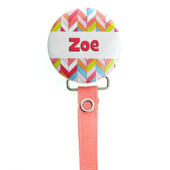 Personalized Name Herringbone Design Pacifier Clip