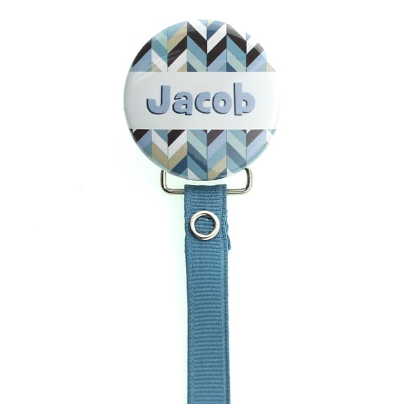 Personalized Name Herringbone Design Pacifier Clip