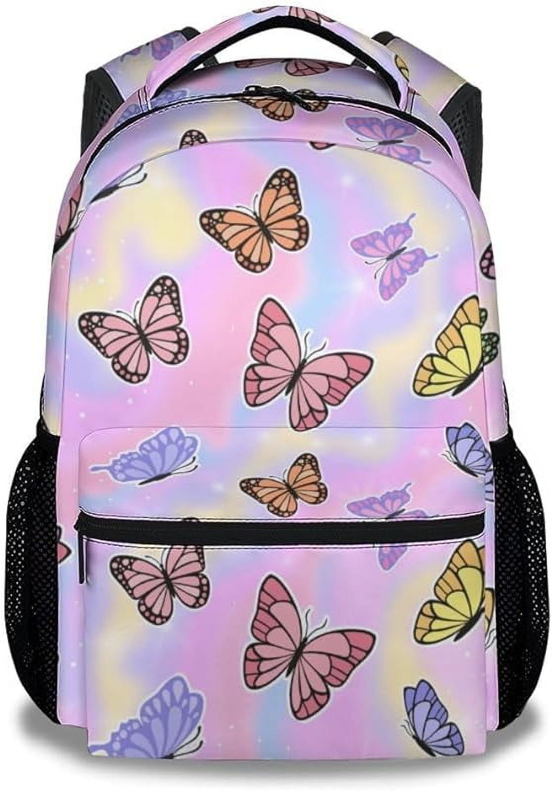 Personalized Name Kids Butterfly Backpack with Lunch Box Set of 3 Custom School Backpacks Matching Combo Fashion Black Bookbag and Pencil Case Bundle Walmart