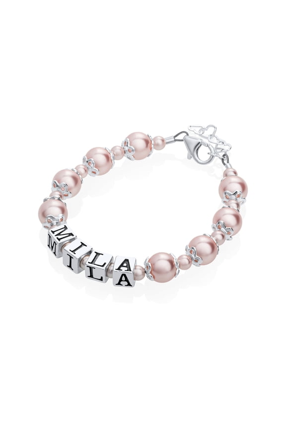 Personalized Name Luxury Sterling Silver with European Crystal Baby Girl Keepsake Bracelet (BNBC)