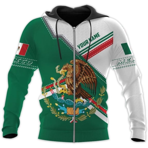 Personalized Name Mexican Shirts for Men, Customized Mexico Shirts for Men, Mexico Shirts for Women Mexico Shirt Eagle Flag (ZipHoodie, 3XL)