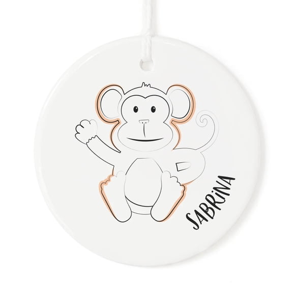 Personalized Name Monkey Christmas Ornament