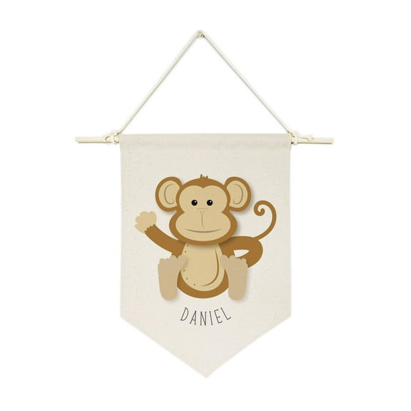 Personalized Name Monkey Hanging Wall Banner